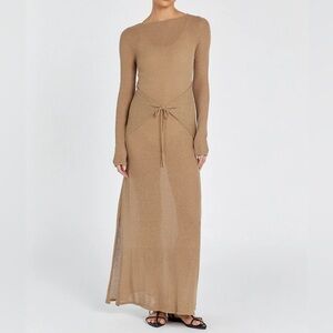 DISSH NWT BREE KHAKI LONG SLEEVE TIE FRONT DRESS